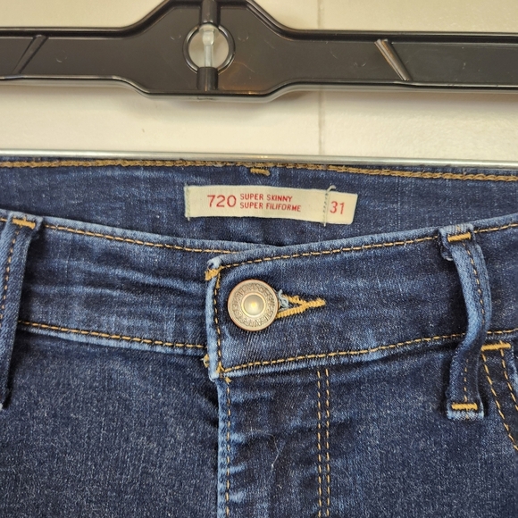 Levis 720 High Waist Rise Super Skinny Jeans Dark Stretchy Denim Womens Size 31 - Picture 4 of 8